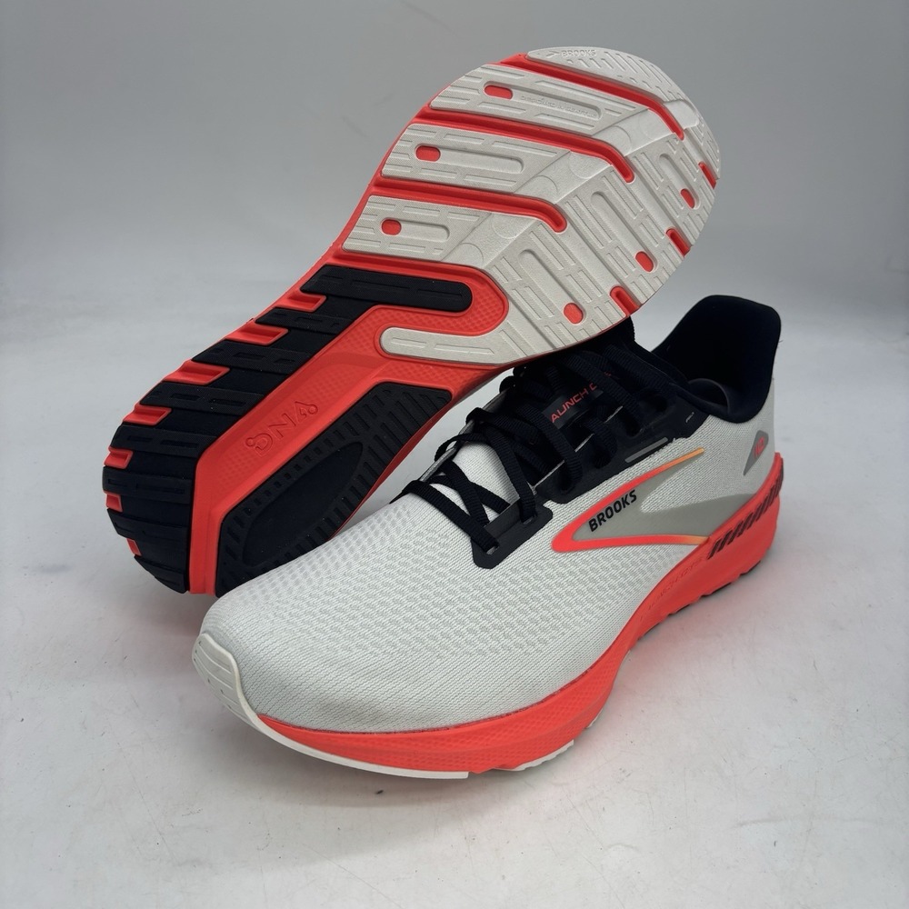 Brooks Launch GTS 10 Shoes Mens 13 White /Fiery Coral Running Comfort